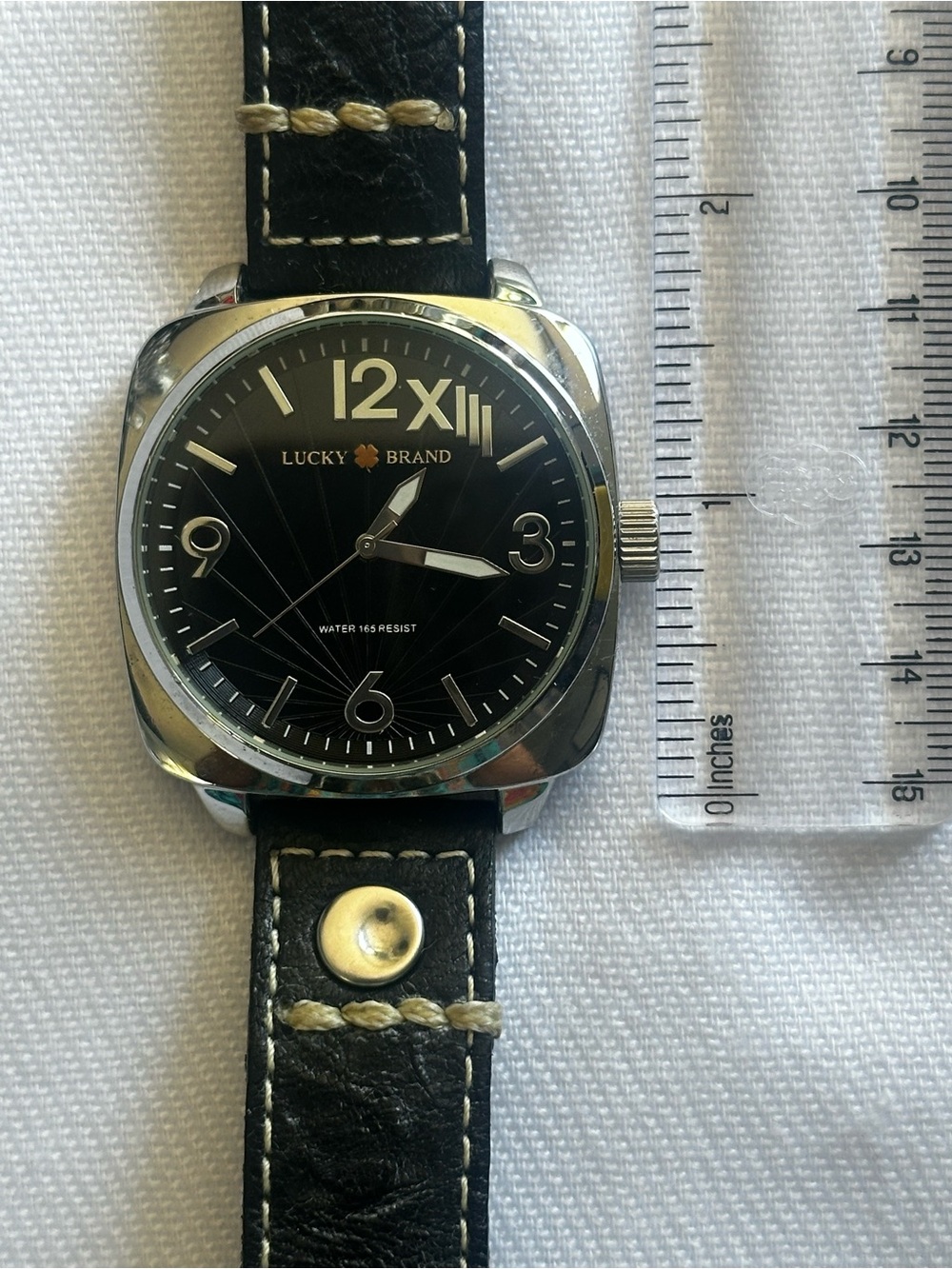 Lucky Brand Black Dial Watch with Black Leather Strap